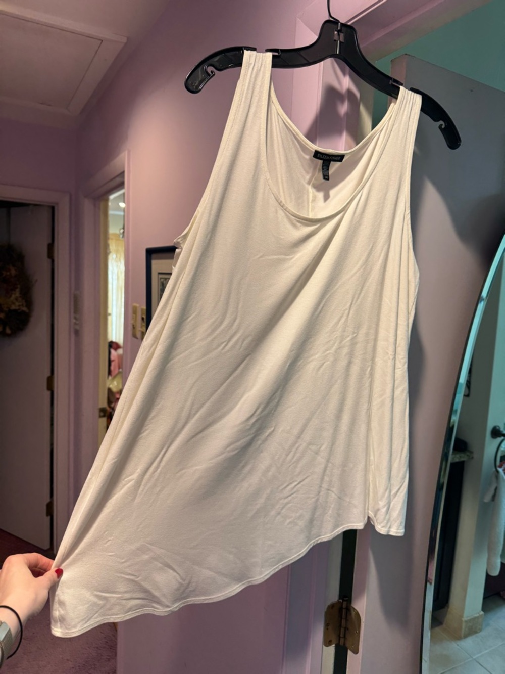 Eileen Fisher Size L White Sleeveless Tank Top